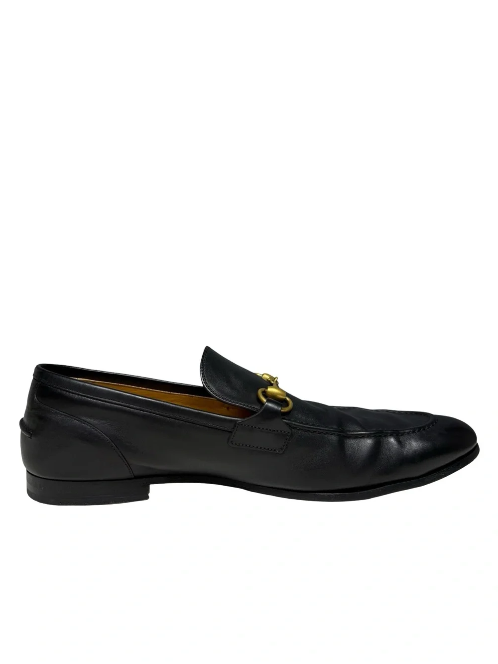 Gucci Jordaan Black Leather Horsebit Loafers Mens 10.5 Designer Luxury Italian